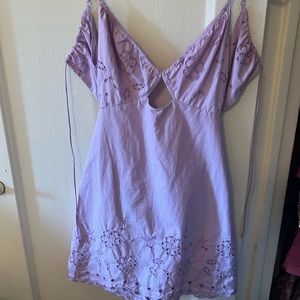 Zara NWT - purple eyelet summer mini dress